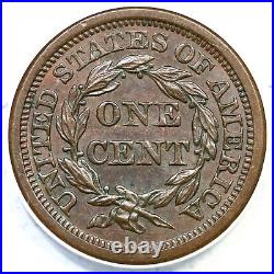 1855 N-10 ANACS AU 55 Slanted 55 Braided Hair Large Cent Coin 1c