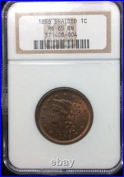 1856 Braided Large Cent Ngc Ms 65 Bn Beautiful Looking Coin