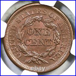 1856 N-14 NGC MS 65 BN Slanted 5 Braided Hair Large Cent Coin 1c