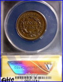 1857 ANACS AU50 Braided Hair Large Cent US Copper Coin NICE CH AU LOT #201 NR