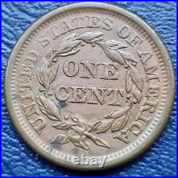 1857 Braided Hair Large Cent 1c Copper Coin RARE KEY DATE High Grade AU #71611