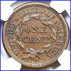 1857 N-2 NGC AU Details Sm Date Braided Hair Large Cent Coin 1c