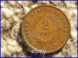 1864 US 2 Cent Coin Large Motto very nice and undamaged coin