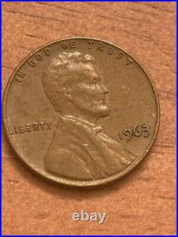 1963 Lincoln Penny No Mint Mark L Error Rim, Letter Errors (354)