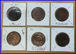 6X Coronet Head Large Cent Liberty Coins 1825, 1837, 1843, 1845, 1852, 1856