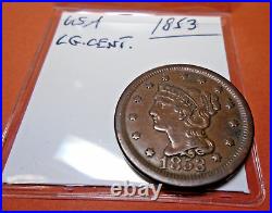 Fantastic Run USA Large Cent Braided Hair 1850 1851 1852 1853 1854 Five Coin Lot