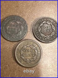 Large cents coins us lot 1828,1836,1856