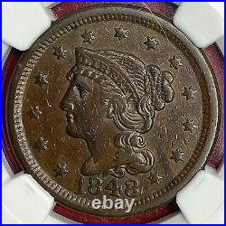 Ngc Xf-45! 1848 Braided Hair Large Cent