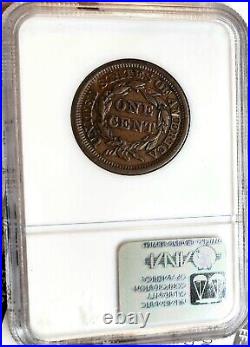 RARE 1854 BRAIDED HAIR LARGE CENT 1c NGC AU-55 N-16 AWESOME HIGH GRADE COIN