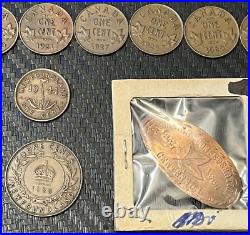 Unique Vintage Canada Coin Lot Small Large Cent Penny Colonial Token Elongated