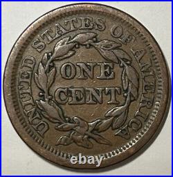 VF 1854 Braided Hair Large Cent US Type Coin Very Fine 1c ACTUAL PHOTOS LT#4